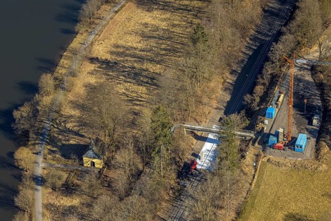 Aerial view, Valentine's Chapel, Biggerandweg am Biggesee, Olpe-Stadt, Olpe, Sauerland, North