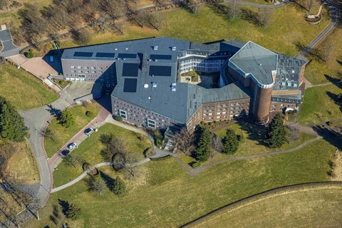 Aerial view, Convent of the Franciscan Sisters of Perpetual Adoration, Olpe City, Olpe, Sauerland,