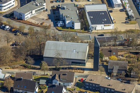 Aerial view, parish vicarage Heilig Geist, Olpe-Stadt, Olpe, Sauerland, North Rhine-Westphalia,