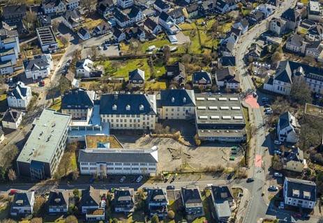 Aerial photo, Städtisches Gymnasium Olpe, Olpe-Stadt, Olpe, Sauerland, North Rhine-Westphalia,