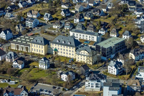 Aerial photo, Städtisches Gymnasium Olpe, Olpe-Stadt, Olpe, Sauerland, North Rhine-Westphalia,