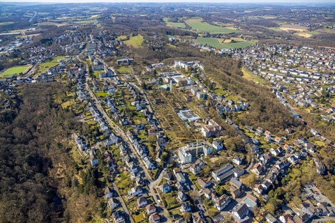 Aerial view, Evangelische Stiftung Volmarstein, workshop for disabled people, medical centre,