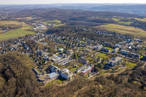 Aerial view, Evangelische Stiftung Volmarstein, workshop for disabled people, medical centre,