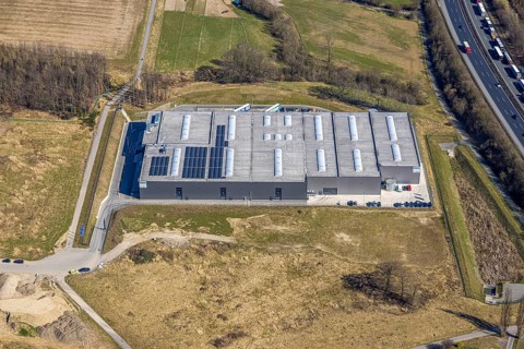 Aerial view, industrial estate An den Drei Eichen, AOS Stahl GmbH, Grundschöttel, Wetter, Ruhr