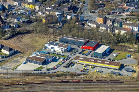Aerial view, building area Drei Könige with redesign and commercial development, Steinhauser Hütte,