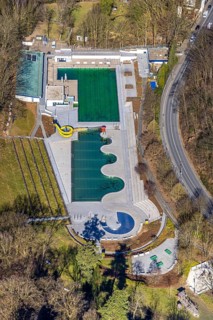 Aerial view, outdoor swimming pool Annen, swimming pool, swimming pool and water slide, Annen,