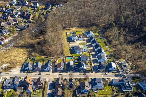 Aerial view, new housing estate Waldstraße, Annen, Witten, Ruhr area, North Rhine-Westphalia,
