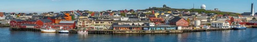 Panoramic photo harbour and town view, Street Art Eternal Light Eternal Night, observatory, church,