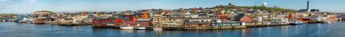 Panoramic photo harbour and town view, Street Art Eternal Light Eternal Night, observatory, church,