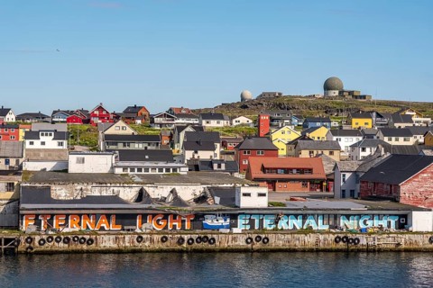 Harbour and town view, Street Art Eternal Light Eternal Night, observatory, church, Vardø,