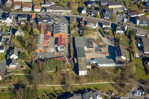 Aerial view, Melanchthonschule primary school with schoolyard, Wickede/Ruhr, North