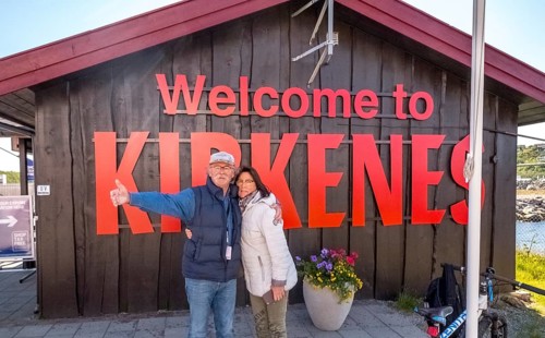 Welcome to Kirkenes, tourists, Bjørnevatn, Finnmark, Norway, Scandinavia, Europe, adventure travel,