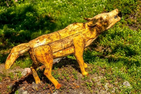 Wooden wolf, Kirkenes, Finnmark, Norway, Scandinavia, Europe, adventure travel, tourism,