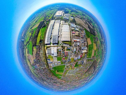 Aerial view, industrial area west in Werne with Amazon Logistics, Imperial Industrial Logistics and