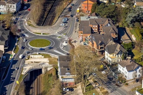 Aerial view, redesign of roundabout at Kaiserstrasse, Wetter, Ruhr area, North Rhine-Westphalia,