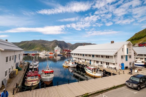 Ship MS Polarlys in the harbour of Honningsvåg, Finnmark, Norway, Scandinavia, Europe, adventure