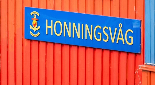 Town sign, Honningsvåg, Finnmark, Norway, Scandinavia, Europe, adventure travel, tourism,