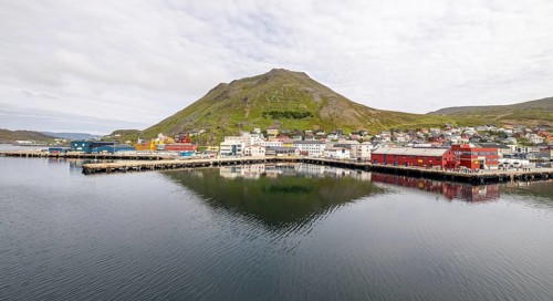 Harbour and town view, Honningsvåg, Finnmark, Norway, Scandinavia, Europe, adventure travel,
