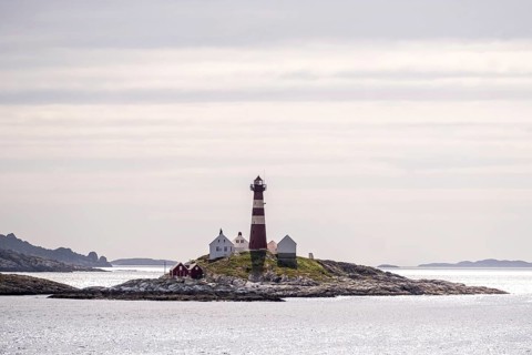 Landegode Fyr lighthouse, EgglesÃ¸ya skerry, Landegode, Nordland, Norway, Scandinavia, Europe,