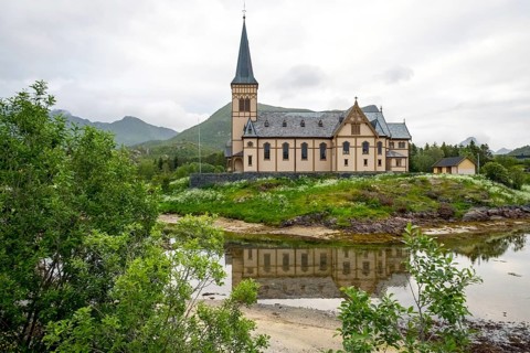Vågan kirke, Vågan church, Kabelvåg, Nordland, Norway, Scandinavia, Europe, adventure travel, place