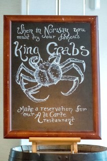 Dining plan, advertising poster for king crabs, Molde, Møre og Romsdal, Norway, Scandinavia,