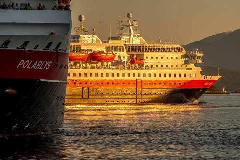 Ship MS Polarlys, ship MS Richard With, harbour Molde, Møre og Romsdal, Norway, Scandinavia,