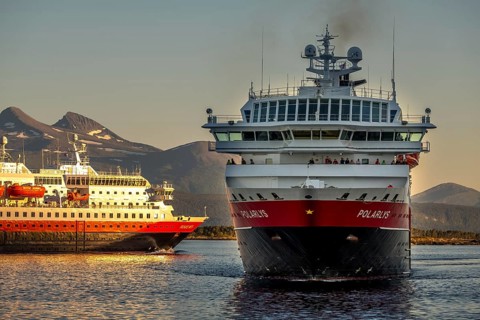 Ship MS Polarlys, ship MS Richard With, harbour Molde, Møre og Romsdal, Norway, Scandinavia,