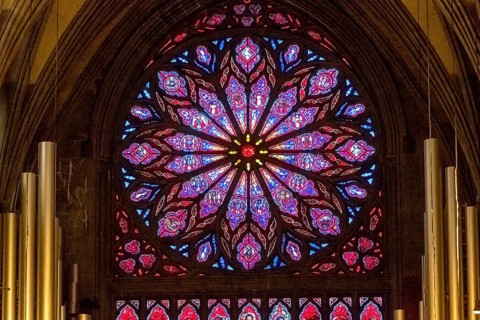 Nidaros Cathedral, cathedral, stained glass window, rose window, Trondheim, Trøndelag, Norway,