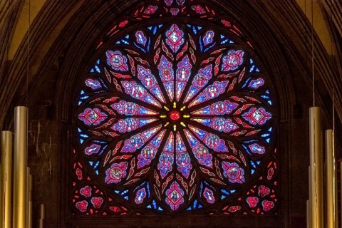 Nidaros Cathedral, cathedral, stained glass window, rose window, Trondheim, Trøndelag, Norway,