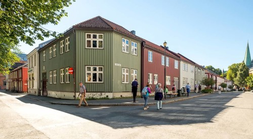 Wooden houses Schultz Gate in the centre, Trondheim, Trøndelag, Norway, Scandinavia, Europe,