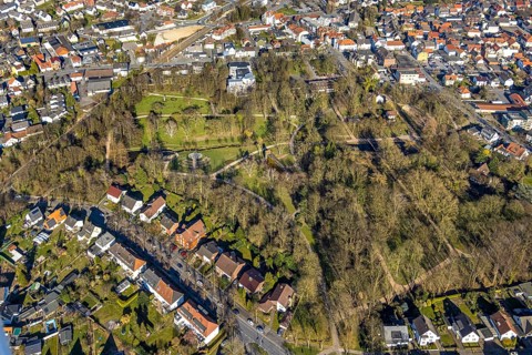 Aerial view, spa garden and Stadtpark, Werl, Soester Börde, North Rhine-Westphalia, Germany, DE,