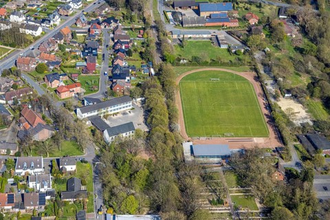 Aerial view, primary school Kardinal-von-Galen-Schule and sports centre SV 47/63 Stockum e. V.
