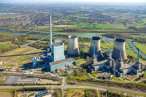 Aerial photo, RWE Generation SE Gersteinwerk power plant, stationary batteries for electricity
