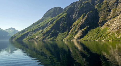 Green mountainside, Storfjord, Eidsdal, Møre og Romsdal, Norway, Scandinavia, Europe, adventure