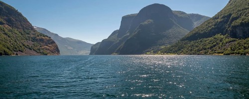 Fjord, Nærøyfjorden, Flåm, Gudvangen, mountains, trees, blue sky, Undredal, Sogn og Fjordane,