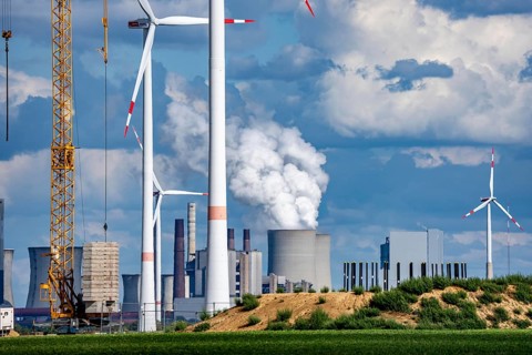 Construction site for the expansion of the wind farm east of Jackerath, in the Rhenish lignite