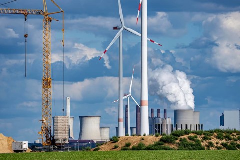 Construction site for the expansion of the wind farm east of Jackerath, in the Rhenish lignite