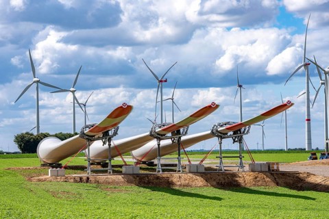 Construction site for the expansion of the Lövenich wind farm, in the Rhenish lignite mining area,