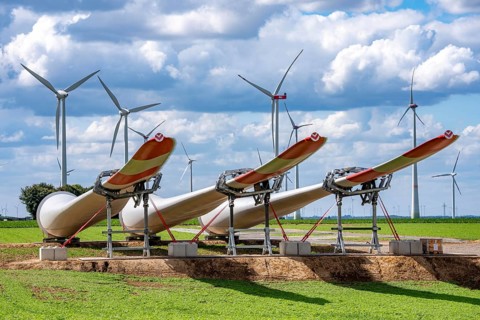 Construction site for the expansion of the Lövenich wind farm, in the Rhenish lignite mining area,