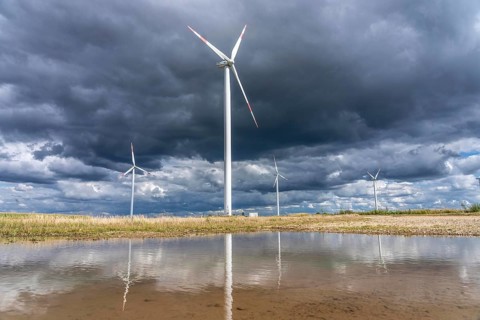 Wind farm, wind turbines, south of the village of Holzweiler, in the Rhenish lignite mining area
