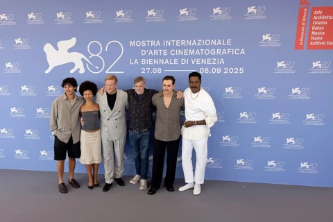 Venice, Italy - 2 September 2025: Myha'la, Gus Van Sant, Cary Elwes, Dacre Montgomery, Colman