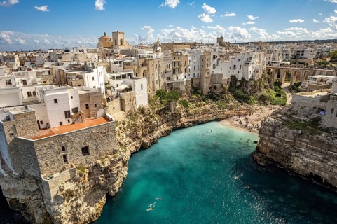 Polignano a Mare seen from above, Apulia, Italy