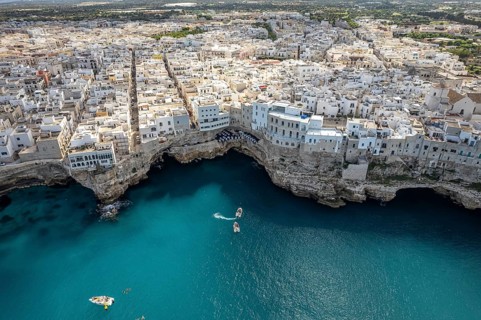 Polignano a Mare seen from above, Apulia, Italy