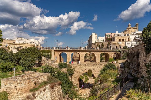 The Ponte Borbonico su Llama Monachile bridge in Polignano a Mare, Apulia, Italy