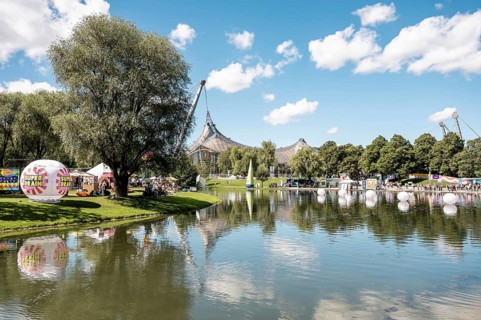 View of the Olympic Lake at the Superbloom Festival, Day 2 in the Olympic Park, Munich, 31-08.2025