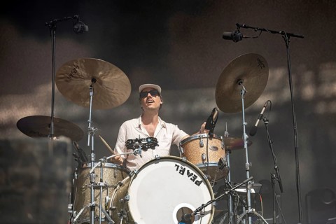 Marcel Römer, drummer of the band Juli at the Superbloom Festival, day 2 at the Olympiapark,
