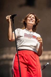Eva Briegel, singer of the band Juli at the Superbloom Festival, day 2 in the Olympiapark, Munich,