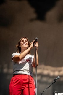 Eva Briegel, singer of the band Juli at the Superbloom Festival, day 2 in the Olympiapark, Munich,