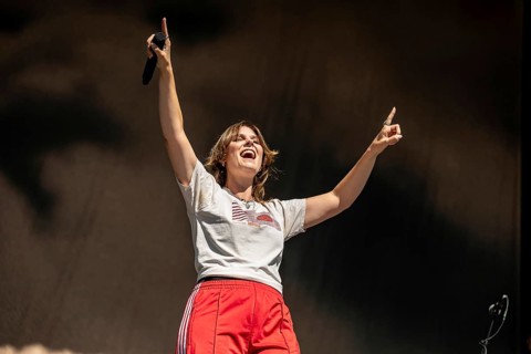 Eva Briegel, singer of the band Juli at the Superbloom Festival, day 2 in the Olympiapark, Munich,