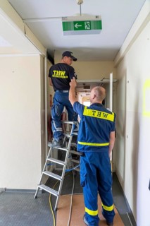Emergency services from the infrastructure specialist group set up water, sewage, electricity and